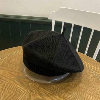 Sombrero De Boina De Estilo Británico Vintage Para Mujeres, Gorro De Lana Tejido De Estilo Literario De Pintor, Gorro Tejido De Lana Para Mujeres Fácil De Combinar, Cálido Para Invierno, Uso Casual