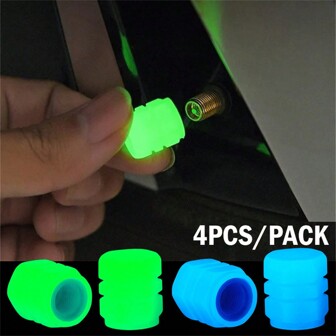 4/8 Pcs Glow In The Dark Valve Caps, Valve Caps, Universal Fluorescent Tire Valve Caps, Illuminated Auto Car Wheel Valve Stem Caps Cover For Car, Truck, Motorcycles