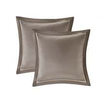 Essentials Joella Bed in A Bag 棉被床上用品套装 - 24 件轻质仿丝棉被套装，适合所有季节，豪华绗缝钻石棉被，配有配套的窗帘、装饰枕头，舒适、柔软、优雅，有灰色/白色/灰褐色/紫色/淡粉色、大号/特大号/加州特大号可供选择 - 灰褐色 - 查看 6