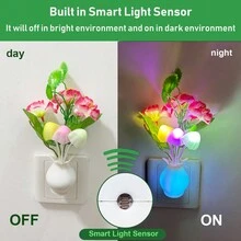 1 件 Wohome Led 夜燈,帶黃昏到黎明感應器,0.5w 蘑菇夜燈,非常適合臥室、浴室、廚房和走廊,美國插頭
