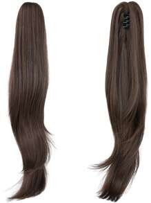 Women's Ponytail Chemical Fiber Hair Length 24 Inches Brown Natural Vertical European American African Women Wig Accessories