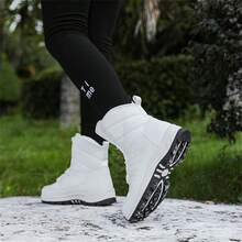 Của phụ nữ Ngoài trời Thể thao Giày ống , Dày lên Lót lông Không thấm nước Bốt Tuyết , Không trượt Chống mài mòn , High Top Mùa Đông Giày ống Đối với phụ nữ Hàng Mới - trắng - Xem 7