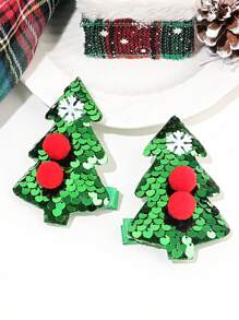 2 mảnh Bộ Của Giáng sinh Rừng Màu xanh lá Cây thông noel Bọt biển Ba chiều Kẹp tóc Dễ thương Bữa tiệc ngày lễ Phụ kiện tóc - Nhiều màu - Xem 1