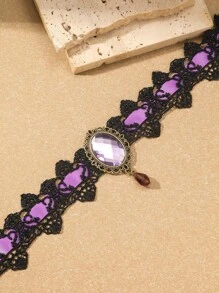 1pc Cross-border European And American Style Lace Necklace - Purple - View 2