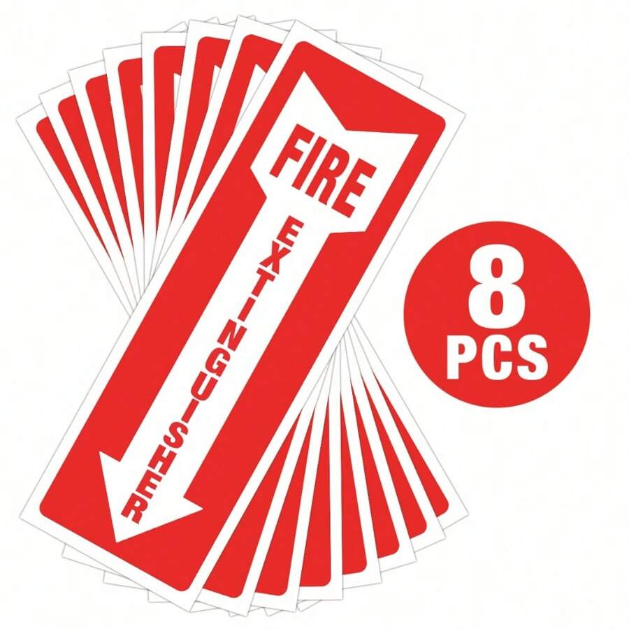 8入組乙烯基消防安全滅火器識別標誌標籤自粘貼紙fire貼紙,場景裝飾 - 彩色 - 查看 1