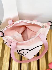 Canvas Bag For Elementary And Middle School Students, Retro Crossbody Shoulder Bag With Large Capacity For Tutoring And Daily Use, School Supplies, School Bag, School Handbag, School Tote Bag, School Bookbag, Back To School Bags, Lightweight, Portable, Foldable, With Pencil Case, Classic Casual, Cute, Suitable For Teen Girls Women College Students, Perfect For Back To School, First Day Of School, Middle School, High School - Pink - View 4