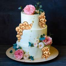 20 Pcs Balls Cake Topper Ball Shaped Cake Insert Toppers Faux Pearl Balls Cake Pick DIY Cake Insert Toppers Foam Ball Cupcake Topper For Birthday Party Christmas Wedding Anniversary Baby Shower Cake Decor (Gold),Christmas - Gold - View 4