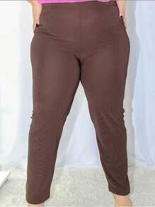 Plus Size Pants - 鏽棕色 - 查看 1