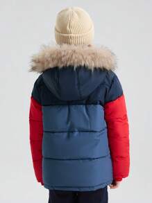 SOLOCOTE Boys' Thickened Waterproof Windproof Hooded Coat With Pockets And Zipper For Winter - Multicolor - View 2