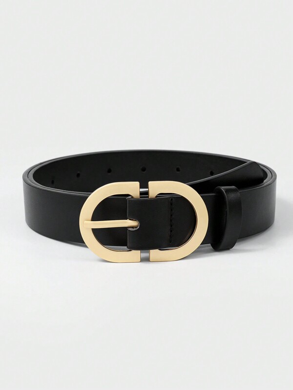 1pc Sand Gold Double D Ring Buckle Fashionable Decorative All-Match Women's Belt For Daily Use Casual Summer, School Fall, Autumn, Halloween