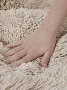 1pc Plush Round Pet Bed/Cat Bed For Large/Medium/Small Pets, Indoor Home Winter Warmth And Comfort - Apricot - View 9