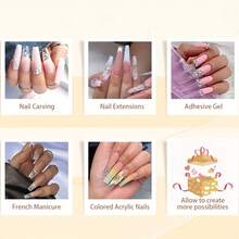 10g 高容量专业丙烯酸指甲粉聚合物适用于 3D 美甲、指甲延长、雕刻持久美容礼物（白色）