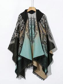 1件女性孔雀羽毛披肩,適合拍照,四季皆宜 - 黑色 - 查看 7