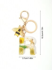 1入組女性時尚蜜蜂、雛菊和乾花、蝴蝶、字母r裝飾萬用鑰匙扣吊墜
