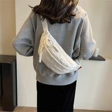 Bolsa De Pecho Y Cintura Para Mujer De Diseño Simple Y Color Sólido - Beis - Ver 9