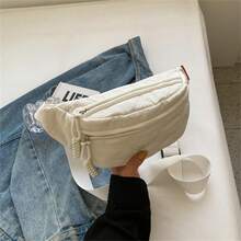 Bolsa De Pecho Y Cintura Para Mujer De Diseño Simple Y Color Sólido - Beis - Ver 6