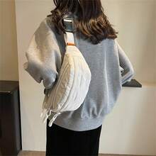 Bolsa De Pecho Y Cintura Para Mujer De Diseño Simple Y Color Sólido - Beis - Ver 3