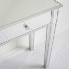 Coiffeuse en Miroir vanité de bureau pour femmes avec 2 tiroirs - Argent - Voir 8