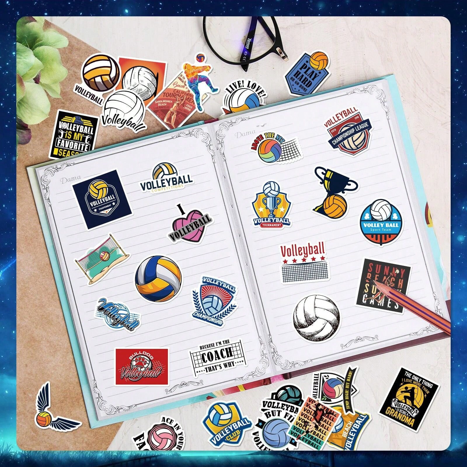 100 Pieces Of Volleyball Stickers, Creative Volleyball Mix And Match