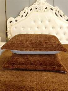 1pc Plush Bedspread - Coffee Brown - View 7