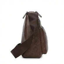 男士簡單休閒斜背包,戶外耐磨肩背包,新款側背包,廣場包,商務度假旅行必備,夏季男士禮物 - 咖啡棕 - 查看 4