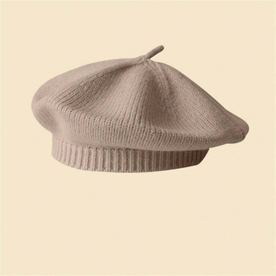 British Vintage Beret Hat For Women, Autumn And Winter Knitted Artistic Cap, All-Match Warm Hat For Street Snap Casual - Grey - View 1