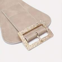 1條女性卡其色腰帶,帶有鈕扣的彈性寬腰帶,時尚百搭配件,適用於洋裝、外套、毛衣
