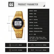 Skmei Business Waterproof Women Stainless Steel Band Multifunctional Electronic Wristwatch (30m) - 金色 - 查看 6