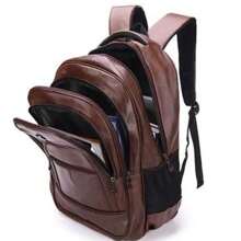 Mochila De Couro Grande Impermeável Trabalho Faculdade - Preto - Visão 4
