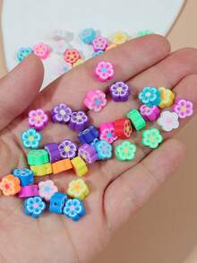 1入組30個聚合物黏土花卉珠子,適用於diy女性手工珠寶製作手鍊、項鍊