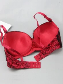 French Lace Sexy Underwear Printed Bra, Absorbs Sweat,Breathable - Red - View 7