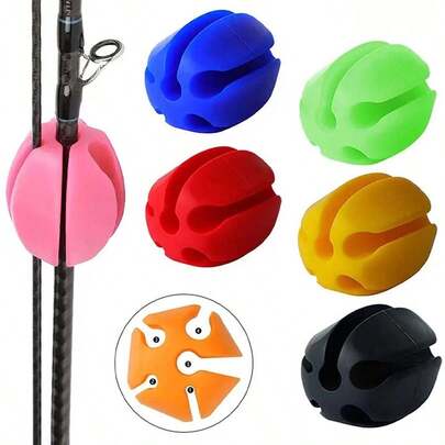 1pc Fishing Rod Holder With Storage Ball, 5 Holes, Lightweight Silicone Fishing Rod Organizer For Backpack Portable Fishing Pole Tie Strap