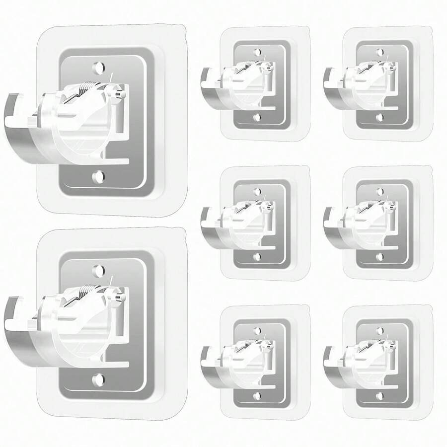 8pcs/set No Hole Curtain Rod Bracket Hooks - Multicolor - View 1