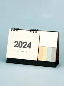 1 Lịch ghi nhớ màu đen đơn giản 2023-2024 dành cho máy tính để bàn có ghi chú nhắc nhở - màu đen - Xem 1