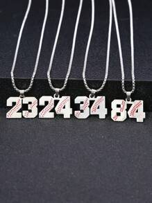 1 Pieza Collar De Cadena De Acero Inoxidable De Moda Con Número De Camiseta De 00-99 Para Atletas De Béisbol Para Hombres