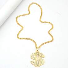 1條復古個性化大美元標誌項鍊,適合男士佩戴 - 金色 - 查看 7