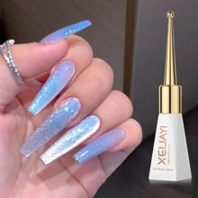 XEIJAYI 1瓶10毫升冰川月光磁性猫眼铬粉变色龙金属指甲闪粉，适用于凝胶指甲油DIY，居家美甲沙龙礼品，女士适用 - 淺藍色 - 查看 2