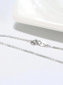 FOREVER QUEEN S925 sterling silver necklace 30 flash O plain chain 1.6mm simple chain naked chain - Silver - View 4
