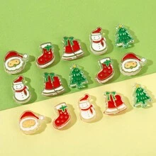 Giáng sinh Theo chủ đề Dầu Nhỏ giọt Hiệu ứng Hạt - Ông già Noen , Người tuyết , Cây thông noel - Lý tưởng Đối với DIY Điện thoại Dây đeo - Hạt màu giáng sinh-10 miếng - Xem 2