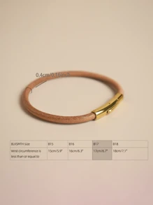 BLKSMTH 女士 4 毫米天然真皮镀金简约手镯 - 杏色 - 查看 4
