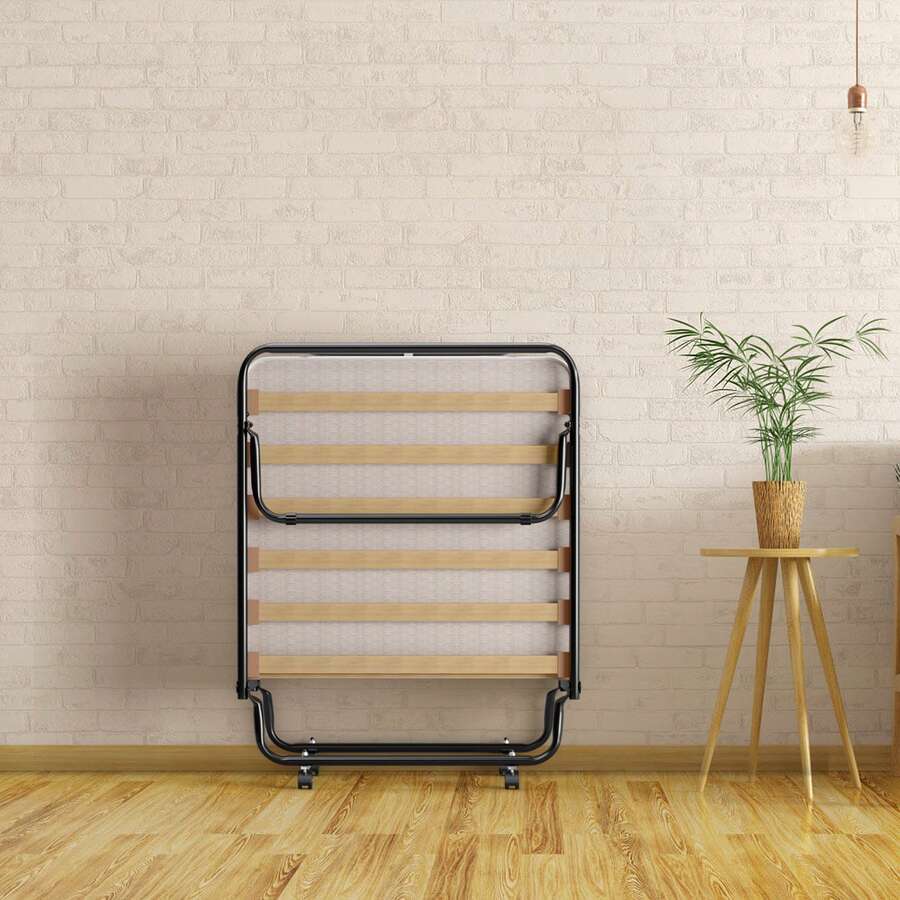 Gymax Folding Bed Rollaway Metal Guest Bed Sleeper Made in Italy w