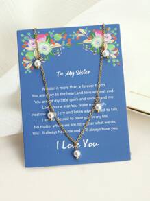 1個女性時尚、簡潔、優雅、五顆珍珠、不鏽鋼鍊式項鍊,作為聖誕和新年送給朋友、家人和女朋友的禮物