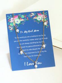 1個女性時尚、簡潔、優雅、五顆珍珠、不鏽鋼鍊式項鍊,作為聖誕和新年送給朋友、家人和女朋友的禮物