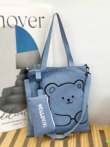 Canvas tas voor basisschool- en middelbare scholieren, multifunctionele tas voor bijles, schouder- of crossbodytas, veelzijdige en grote capaciteit schooltas, schooltas, grote capaciteit, draagbaar, voor tienermeisjes, vrouwen, studenten, kantoorpersoneel, perfect voor werk, terug naar school, middelbare school, hogeschool, vakantie, modieuze tas met rits - Grijs - Bekijken 2