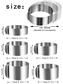 1pc Stainless Steel Adjustable Mousse Cake Ring - Light Grey - View 2
