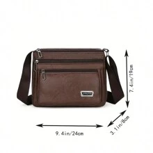 男士簡單休閒斜背包,戶外耐磨肩背包,新款側背包,廣場包,商務度假旅行必備,夏季男士禮物 - 咖啡棕 - 查看 3