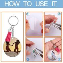 80pcs Acrylic Keychain With Keyring, Tassel Keychain For Diy Crafts, Metal Key Ring Set In Silver - Silver - View 4