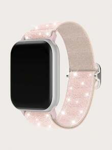 閃光彈性尼龍單環相容於 Apple Watch 錶帶 38 毫米 40 毫米 41 毫米 42 毫米 44 毫米 45 毫米 49 毫米適合女士男士，可調式彈性運動錶帶適用於系列 8 7 6 5 4 3 2 1 SE Ultra - 粉砂色 - 查看 2