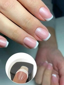 FULL BEAUTY 12 张简单法式美甲贴纸月亮 V 设计自粘式指甲贴指南 DIY 基础法式指甲贴美甲装饰模板工具、美甲用品、美甲工具、美甲工具、返校、指甲、按压指甲的美甲工具 - 黑色 - 查看 3