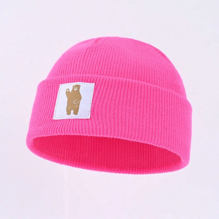 1頂y2k時尚針織帽,卡通熊細節,時尚百搭,休閒保暖,男女適用;適用於騎自行車、旅行、滑雪等戶外活動